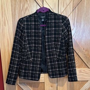 Liz Claiborne Black and White Plaid Blazer